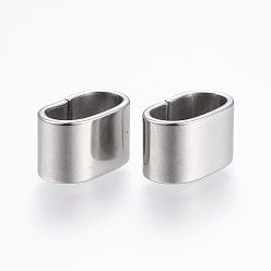 Stainless Steel Color 201 Stainless Steel Slide Charm, Oval, Stainless Steel Color, 12x9x6.5mm, Hole: 4.5x10mm