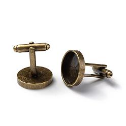 Antique Bronze Brass Cuff Settings, Cufflink Findings for Apparel Accessories, Antique Bronze, Tray: 16mm, 27x18mm