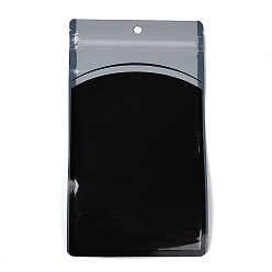 Черный Пластиковая сумка с замком на молнии, сумки для хранения, мешок с самоуплотнением, верхнего уплотнения, с окном и вешалкой, прямоугольные, чёрные, 21x12x0.15 см, односторонняя толщина: 3.3 мил(0.085мм)