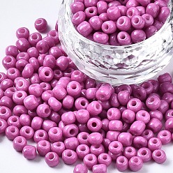 Orchid 6/0 Glass Seed Beads, Baking Paint, Round Hole, Round, Orchid, 4~5x3~5mm, Hole: 1.2~1.5mm, about 4500pcs/Pound