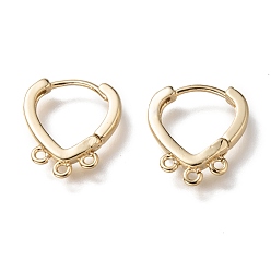 Real 18K Gold Plated Brass Huggie Hoop Earring Findings, with Horizontal Loop, Long-Lasting Plated, Real 18K Gold Plated, 16x15x2mm, Hole: 1.2mm, Pin: 1mm