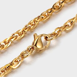 Золотой 304 из нержавеющей стали длиной двойной звено цепи ожерелья мальчика, с карабин-лобстерами , золотые, 29.33 дюйм (74.5 см)