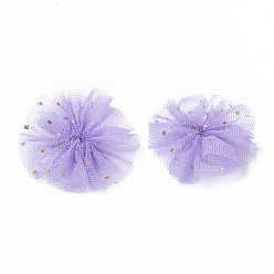 Lilac Organza Fabric Flowers, with Foil, for DIY Headbands Flower Accessories Wedding Hair Accessories for Girls Women, Lilac, 42x5mm