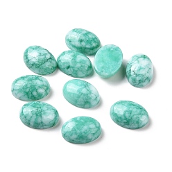 Turquoise Cabochons imitation amazonite, synthétique, teint, ovale, turquoise, 14x10x4.5mm