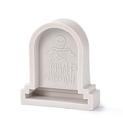 Skull Silicone Halloween Tombstone Candle Molds, for Scented Candle Making, Skull Pattern, 101x90x30mm