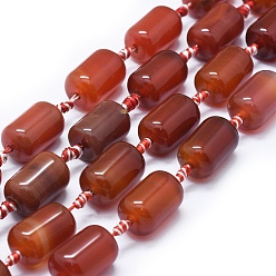 Brown Natural Carnelian Beads Strands, Dyed & Heated, Column, Brown, 20~21x13~14mm, Hole: 2.5mm, about 13pcs/strand, 14.5 inch~15.3 inch(37~39cm)