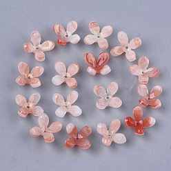 Saumon Clair Capsules de perles d'acétate de cellulose (résine), 4 pétales, fleur, saumon clair, 13x13x3mm, Trou: 1mm