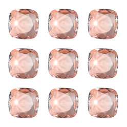 Light Peach Pointed Back K9 Glass Rhinestone Cabochons, Mocha Style, Imitation Tourmaline, Square, Light Peach, 10x10x5mm, 35pcs/box