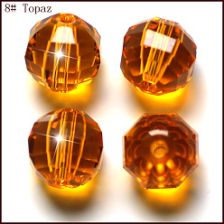 Orange Imitation Austrian Crystal Beads, Grade AAA, Faceted, Round, Orange, 10mm, Hole: 0.9~1mm