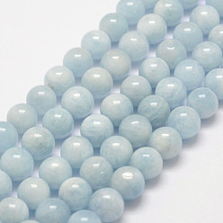 Aigue-marine Brins aigue-marine de perles naturelles, ronde, 10mm, Trou: 1mm, Environ 39 pcs/chapelet, 16 pouce