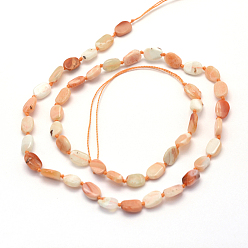 Natural Gemstone Natural Fire Opal Bead Strands, Oval, 7.5~9x5.5~6x2~3mm, Hole: 0.5mm, about 45pcs/strand, 15.7 inch(40cm)
