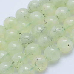 Prehnite Natural Prehnite Beads Strands, Round, Grade A-, 8~8.5mm, Hole: 1mm, about 51pcs/strand, 15.7 inch(40cm)