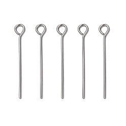 Stainless Steel Color 304 Stainless Steel Eye Pin, Stainless Steel Color, 25mm, Hole: 2mm, Pin: 0.7mm