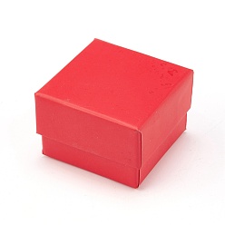 Rouge Boîtes à boucles d'oreilles en carton, avec une éponge noire, pour emballage cadeau bijoux, rouge, 5x5x3.4 cm