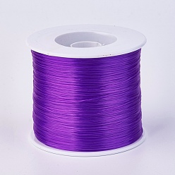 Violeta Oscura Cuerda de cristal elástica plana, hilo de cuentas elástico, para hacer la pulsera elástica, violeta oscuro, 0.7 mm, aproximadamente 546.8 yardas (500 m) / rollo
