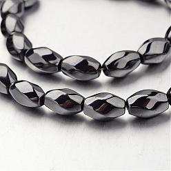 Original Color Non-magnetic Synthetic Hematite Beads Strands, Twisted Oval, Original Color, 12x8~9mm, Hole: 1mm, about 33pcs/strand, 15.7 inch