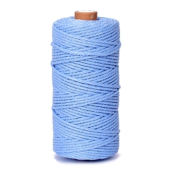 Cornflower Blue 100M Round Cotton Braided Cord, for DIY Handmade Tassel Embroidery Craft, Cornflower Blue, 3mm, about 109.36 Yards(100m)/Roll