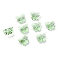 Vert Pâle Des billes de verre transparentes, facette, papillon, vert pale, 8x10x5.5mm, Trou: 1mm