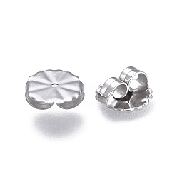 Stainless Steel Color 304 Stainless Steel Ear Nuts, Butterfly Earring Backs for Post Earrings, Flower, Stainless Steel Color, 10.5x4.5mm, Hole: 1.2mm