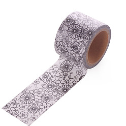 White DIY Scrapbook Decorative Paper Tapes, Adhesive Tapes, Flower, White, 30mm