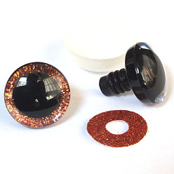 Brown Plastic Safety Craft Eye, with Spacer, PU Sequins Ring, for DIY Doll Toys Puppet Plush Animal Making, Brown, 12mm