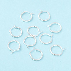 Silver 925 Sterling Silver Hoop Earrings, Chunky Small Huggie Hoop Earrings for Women, Silver, 18.5x17.5x2mm, Pin: 0.6x1.2mm