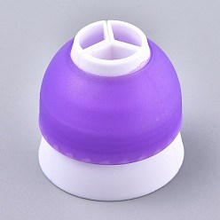 Púrpura Herramientas de plástico para decorar pasteles de tres colores, convertidor de boquillas de tubería de hielo, herramientas para hornear de confitería acoplador de crema duradero, púrpura, 46x42.5 mm