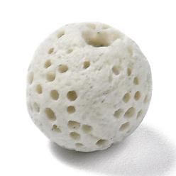 Античный Белый Невощеные бусины из натуральной лавы, для парфюмерных шариков эфирного масла, ароматерапевтические бусы, окрашенные, круглые, старинный белый, 8.5 мм, отверстие : 1.5~2 мм
