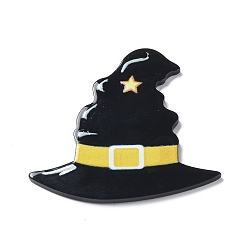 Hat Хэллоуин непрозрачные акриловые подвески с принтом, шляпа, 41.5x45x2.5 мм, отверстие : 1.5 мм