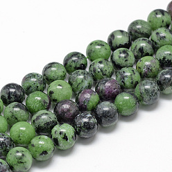 Ruby in Zoisite Natural Ruby in Zoisite Beads Strands, Round, 10mm, Hole: 1mm, about 40pcs/strand, 15.7 inch