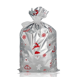 Santa Claus PE Plastic Baking Bags, Drawstring Bags, with Ribbon, for Christmas Wedding Party Birthday Engagement Holiday Favor, Santa Claus, 320x240mm