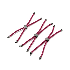 Medium Violet Red Half Finished Twisted Milan Rope Slider Bracelets, with Rack Plating Brass Cord Ends & Open Loop, Cadmium Free & Lead Free, for Connector Charm Bracelet Making, Gunmetal, Medium Violet Red, 222~230x3mm