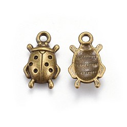 Antique Bronze Tibetan Style Alloy Pendants, Lead Free and Cadmium Free, Antique Bronze, Ladybug, 17.5x11x4mm, Hole: 2mm, about 750pcs/kg