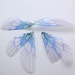 Dodger Azul Ala de mariposa de gasa artesanal artificial, alas de libélula de organza hechas a mano, degradado de color, Accesorios de adorno, azul dodger, 98x19 mm, agujero: 1 mm