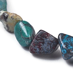 Chrysocolle Bracelets extensibles en perles de chrysocolle naturelles, pierre tombée, nuggets, diamètre intérieur: 2~2-1/4 pouce (5.2~5.6 cm)