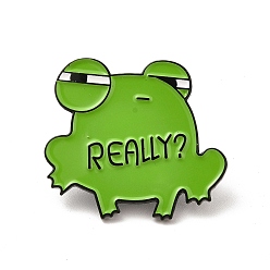 Green Frog with Word Really Enamel Pin, Electrophoresis Black Alloy Animal Brooch for Clothes Backpack, Green, 27x30.5x2mm