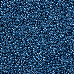 Dodger Blue 11/0 Grade A Round Glass Seed Beads, Baking Paint, Dodger Blue, 2.3x1.5mm, Hole: 1mm, about 48500pcs/pound