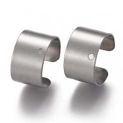 Stainless Steel Color 304 Stainless Steel Plain Band Cuff Earring Findings, with Hole, Stainless Steel Color, 10x9x6mm, Hole: 0.9mm