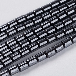 Black Non-Magnetic Synthetic Hematite Beads, Column, Black, 4x5mm, Hole: 1mm, about 80pcs/strand, 16 inch