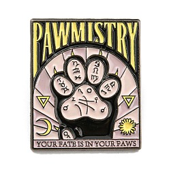 Paw Print Cat Theme Tarot Card Enamel Pins, Gunmetal Alloy Brooches for Backpack Clothes, Word Your Fate Is In Your Paws, Paw Print, 30.5x25.5x2mm