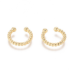 Golden Brass Cuff Earrings, Long-Lasting Plated, Golden, 14x1.8~2.7mm