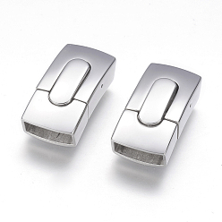 Stainless Steel Color 304 Stainless Steel Bayonet Clasps, Rectangle, Stainless Steel Color, 29.5x12x9mm, Hole: 5.5x10mm