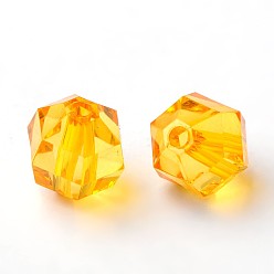 Orange Transparent Acrylic Beads, Faceted, Round, Orange, 10mm in diameter, 10mm thick, hole: 2mm, about 916pcs/500g
