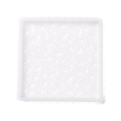 Fantasma Blanco Moldes de silicona con base de exhibición de patrón de diamante diy, moldes de resina, para la fabricación artesanal de resina uv y resina epoxi, plaza, fantasma blanco, 96.5x96.5x9 mm