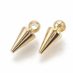 Real 18K Gold Plated Brass Charms, Cone, Nickel Free, Real 18K Gold Plated, 10x4mm, Hole: 1mm