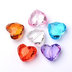 Couleur Mélangete Perles acryliques transparentes, cœur, couleur mixte, 25x29.2x16mm, Trou: 3mm, environ88 pcs / 500 g