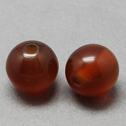 Brun Saddle Imitation perles rondes de résine des yeux de chat, selle marron, 6x5mm, Trou: 1.8~2mm