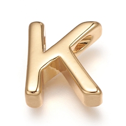 Letter K Charmes en laiton, plaqué longue durée, réel 18 k plaqué or, letter.k, k: 9x8x3mm, Trou: 1.6mm