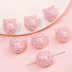 Pink Непрозрачные акриловые бусины, кошка, розовые, 18x17 мм, отверстие : 2 мм, 5 шт / пакет