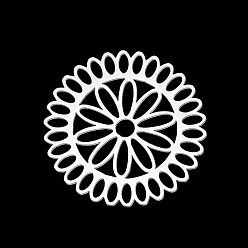 Fleur Pendentifs en acier inoxydable, couleur inox, motif de fleur, 19.5x1mm